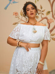 CONJUNTO CON ENCAJE Y HOMBROS DESCUBIERTOS Conjunto Plus Size 04 CELINAH MOTF 