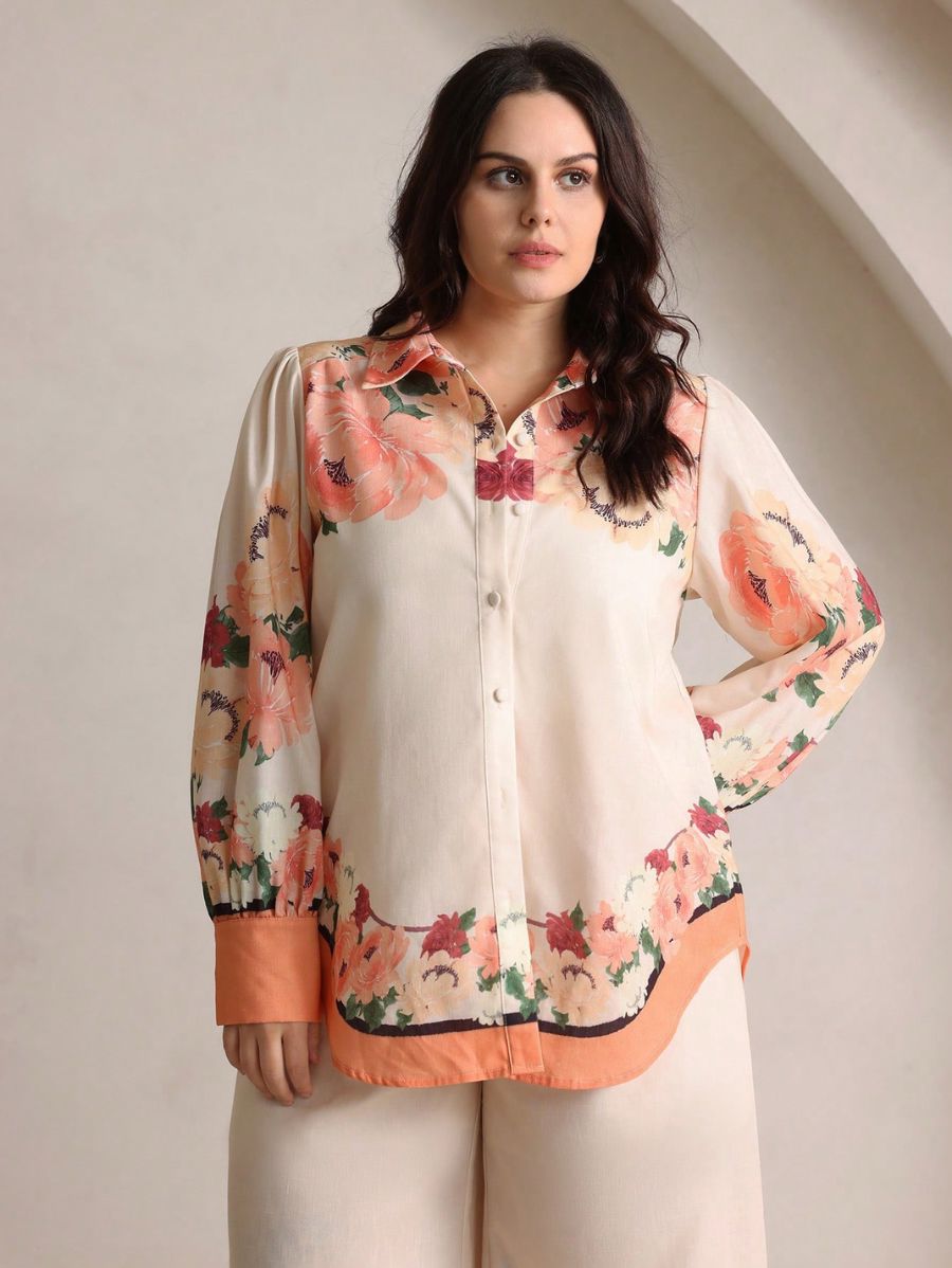 CONJUNTO DE CAMISA Y PANTALÓN FLORAL Conjunto Plus Size 05 CELINAH MOTF 