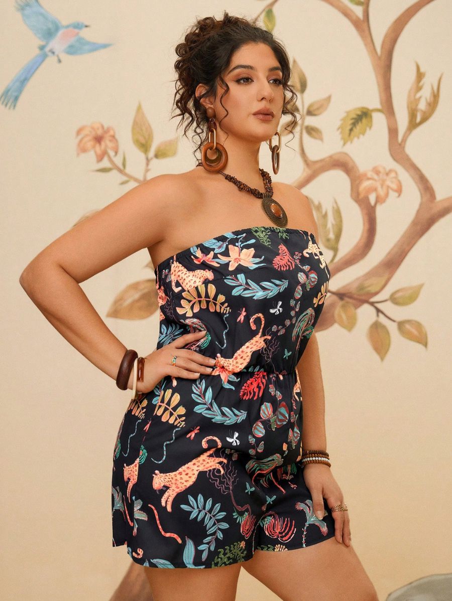 ENTERITO SIN MANGAS CON ESTAMPADO TROPICAL Enterito Plus Size 04 CELINAH MOTF 