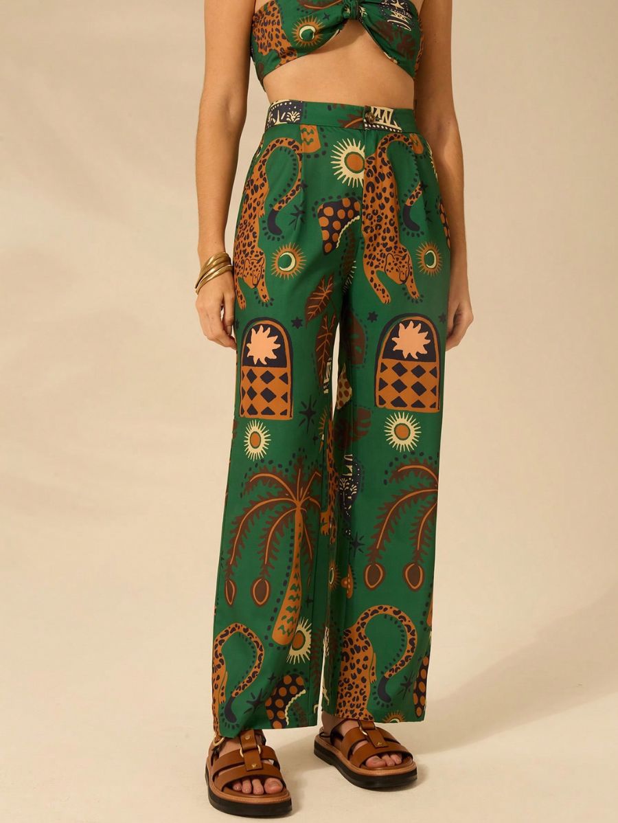 PANTALÓN CON ESTAMPADO DE LEOPARDO TROPICAL Pantalón 36 CELINAH MOTF 