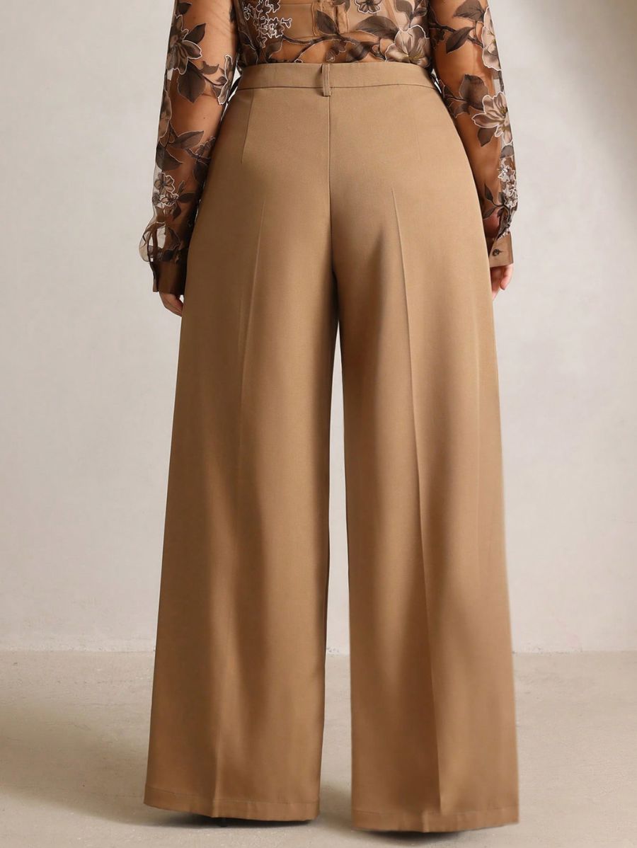 PANTALÓN DE PIERNA ANCHA BORDADO Pantalón Plus Size 09 CELINAH MOTF 