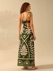 VESTIDO CON ESTAMPADO VERDE TROPICAL Vestido 61 CELINAH MOTF 