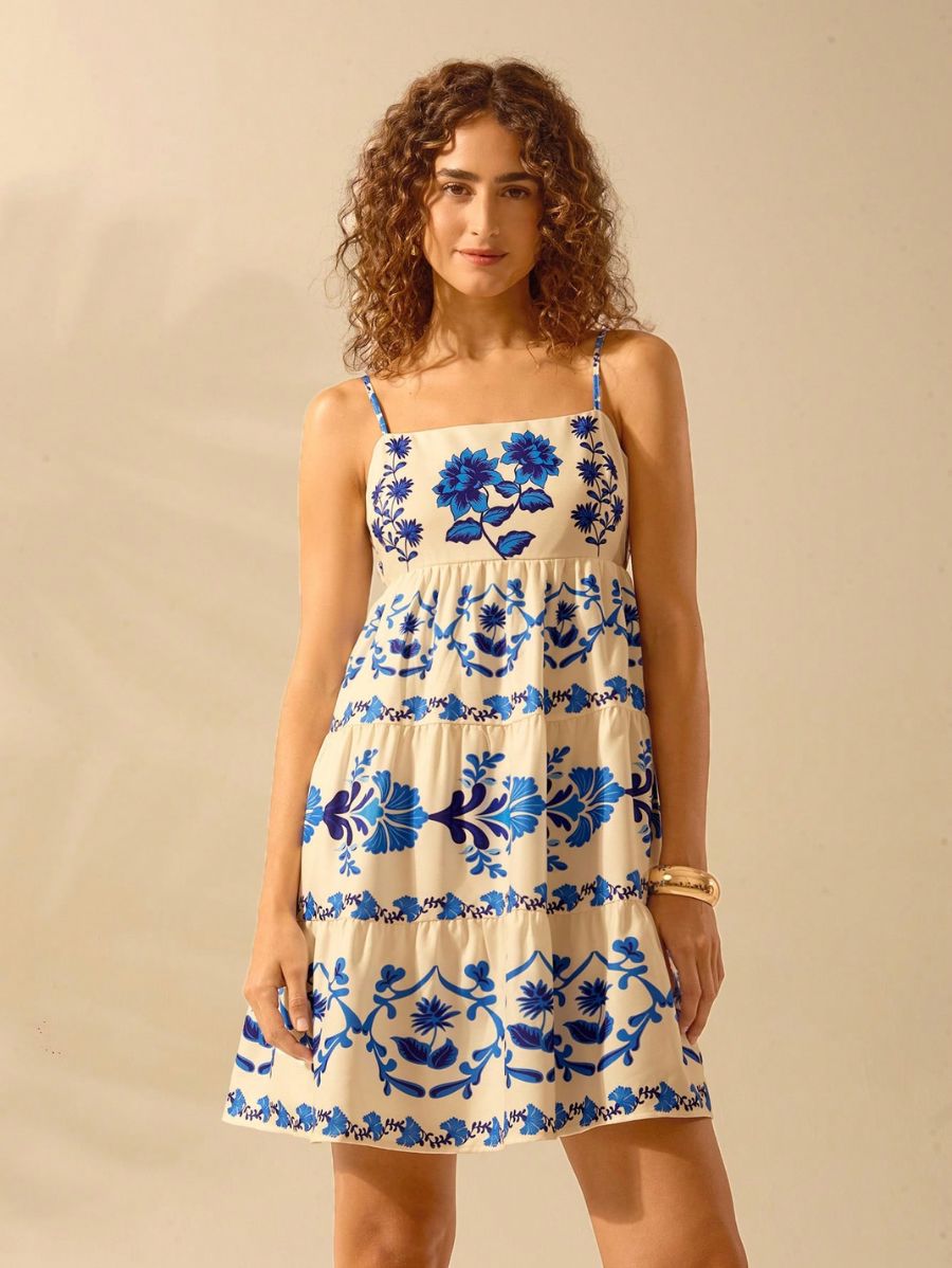 VESTIDO CORTO CON ESTAMPADO TROPICAL Vestido 64 CELINAH MOTF XS 