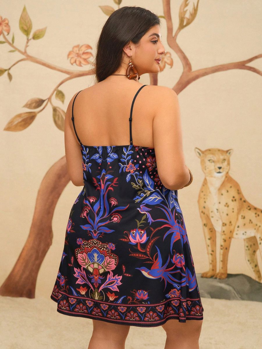 VESTIDO CORTO DE TIRANTES CON ESTAMPADO Vestido Plus Size 09 CELINAH MOTF 