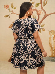 VESTIDO DE MANGA CORTA CON ESTAMPADO FLORAL Vestido Plus Size 10 CELINAH MOTF 