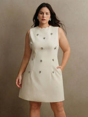 VESTIDO ENTALLADO CON STRASS Vestido Plus Size 48 CELINAH MOTF XL 