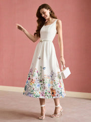 VESTIDO PREMIUM CON ESTAMPADO DE FLORES Y MARIPOSAS Vestido 58 CELINAH MOTF XS 