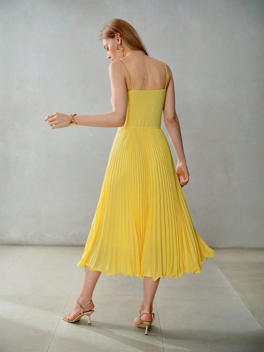 VESTIDO PREMIUM PLISADO AMARILLO Vestido 56 CELINAH MOTF 